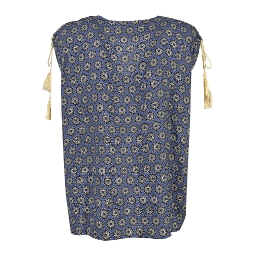 LA FEE MARABOUTEE blusa donna cotone leggero celeste/blu art FD-TO-BISMA-H 100% cotone MADE IN ITALY