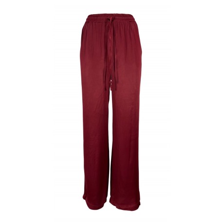 LA FEE MARABOUTEE pantalone donna palazzo bordeaux FD-PA-BACCHIA 100% viscosa MADE IN ITALY