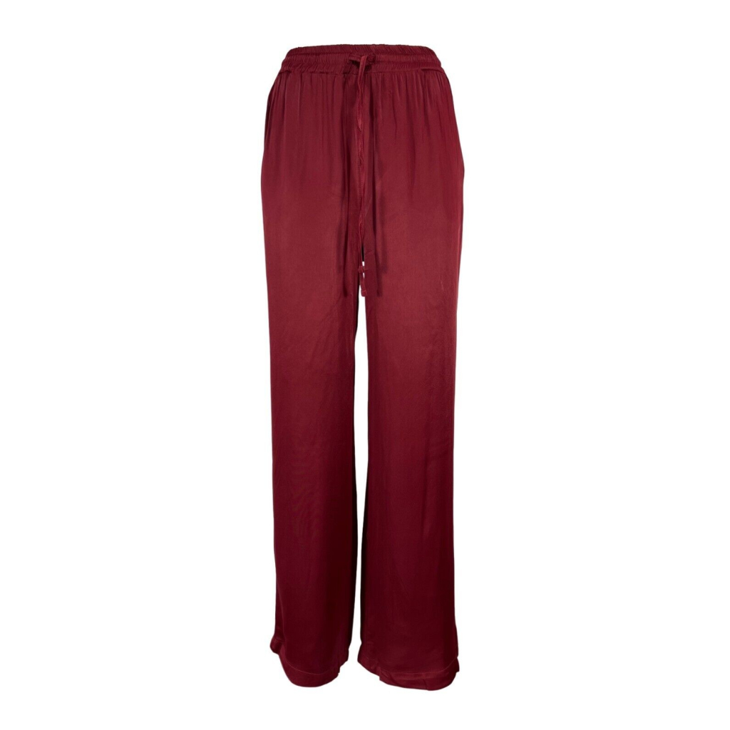 LA FEE MARABOUTEE burgundy palazzo woman trousers FD-PA-BACCHIA 100% viscose MADE IN ITALY