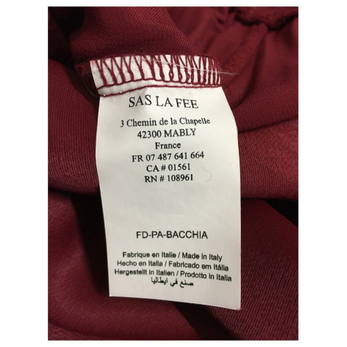 LA FEE MARABOUTEE pantalone donna palazzo bordeaux FD-PA-BACCHIA 100% viscosa MADE IN ITALY