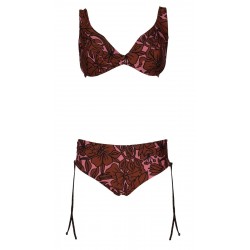FEELING by JUSTMINE bikini donna double-face pink/rust/black art B2702C6008 HIBISCUS MADE IN ITALY