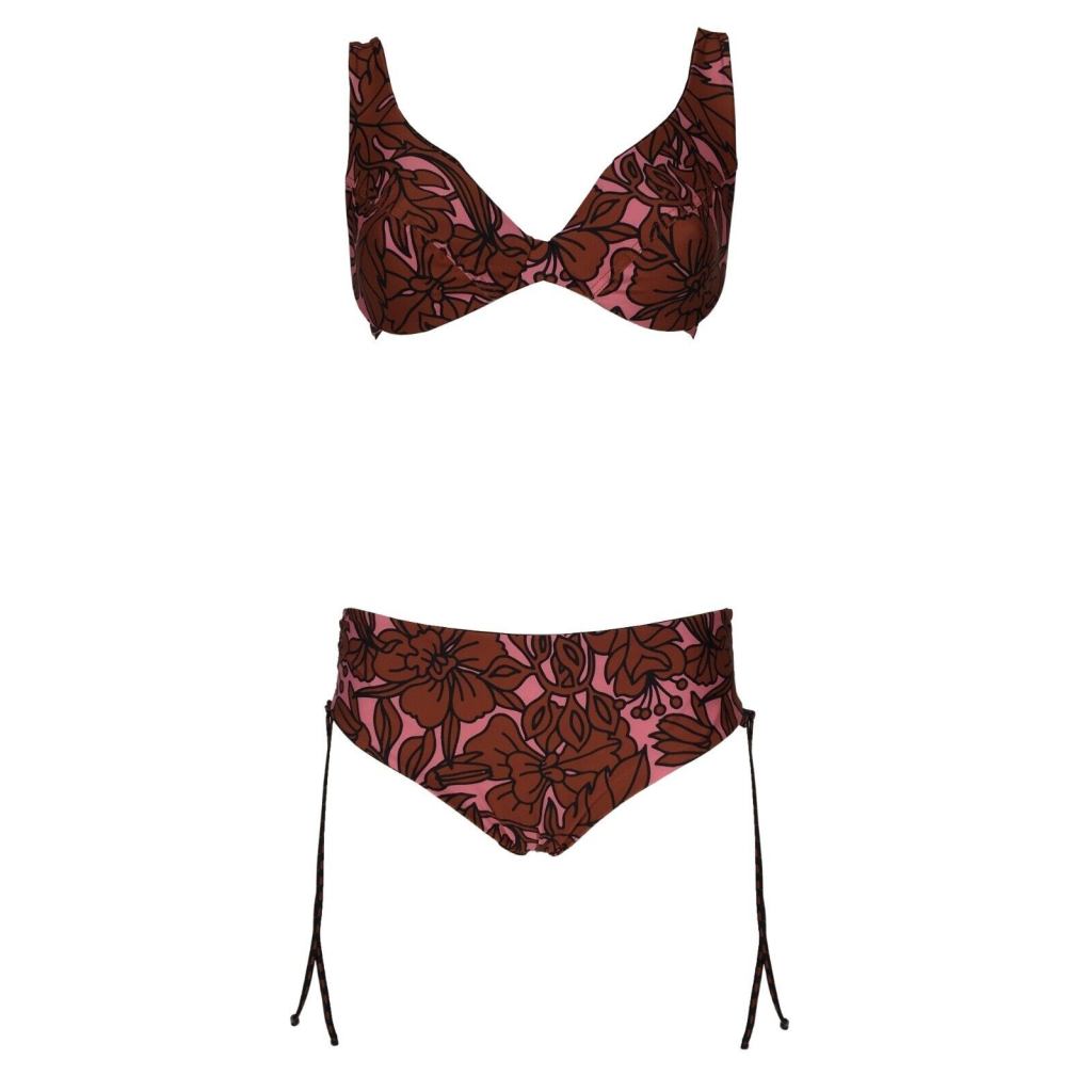 FEELING by JUSTMINE bikini donna double-face pink/rust/black art B2702C6008 HIBISCUS MADE IN ITALY