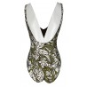 FEELING by JUSTMINE costume intero donna verde/marrone/panna A784C6008 HIBISCUS MADE IN ITALY