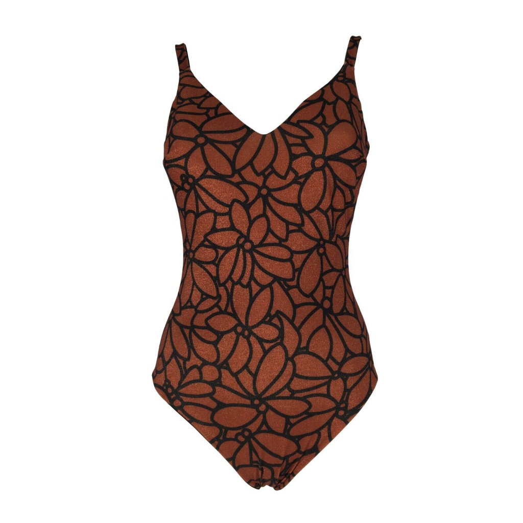 FEELING by JUSTMINE one-piece swimsuit woman rust / black art A784C6000 LIBERTY SHINY MADE IN ITALY