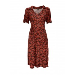 FEELING by JUSTMINE woman flared dress rust / black art E27346000 LIBERTY MADE IN ITALY