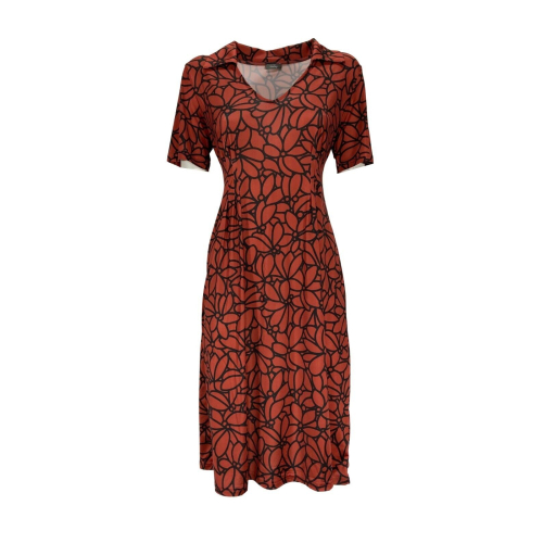 FEELING by JUSTMINE woman flared dress rust / black art E27346000 LIBERTY MADE IN ITALY
