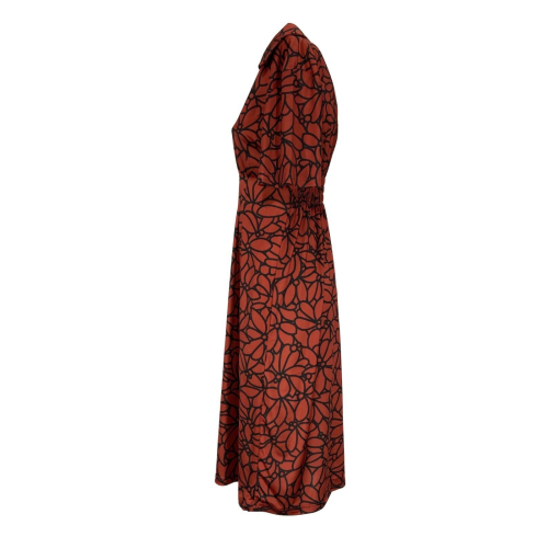 FEELING by JUSTMINE woman flared dress rust / black art E27346000 LIBERTY MADE IN ITALY