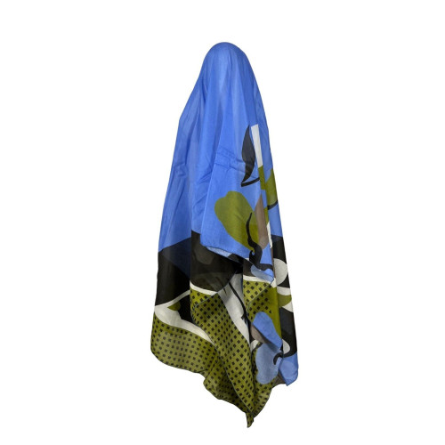 FEELING by JUSTMINE poncho donna azzurro/verde E27266007 CAMOUFLOWER 80% cotone 20% seta MADE IN ITALY