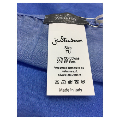 FEELING by JUSTMINE poncho donna azzurro/verde E27266007 CAMOUFLOWER 80% cotone 20% seta MADE IN ITALY