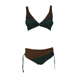 FEELING by JUSTMINE bikini woman double-face dark brown / emerald art R516C681 TULIPES MADE IN ITALY