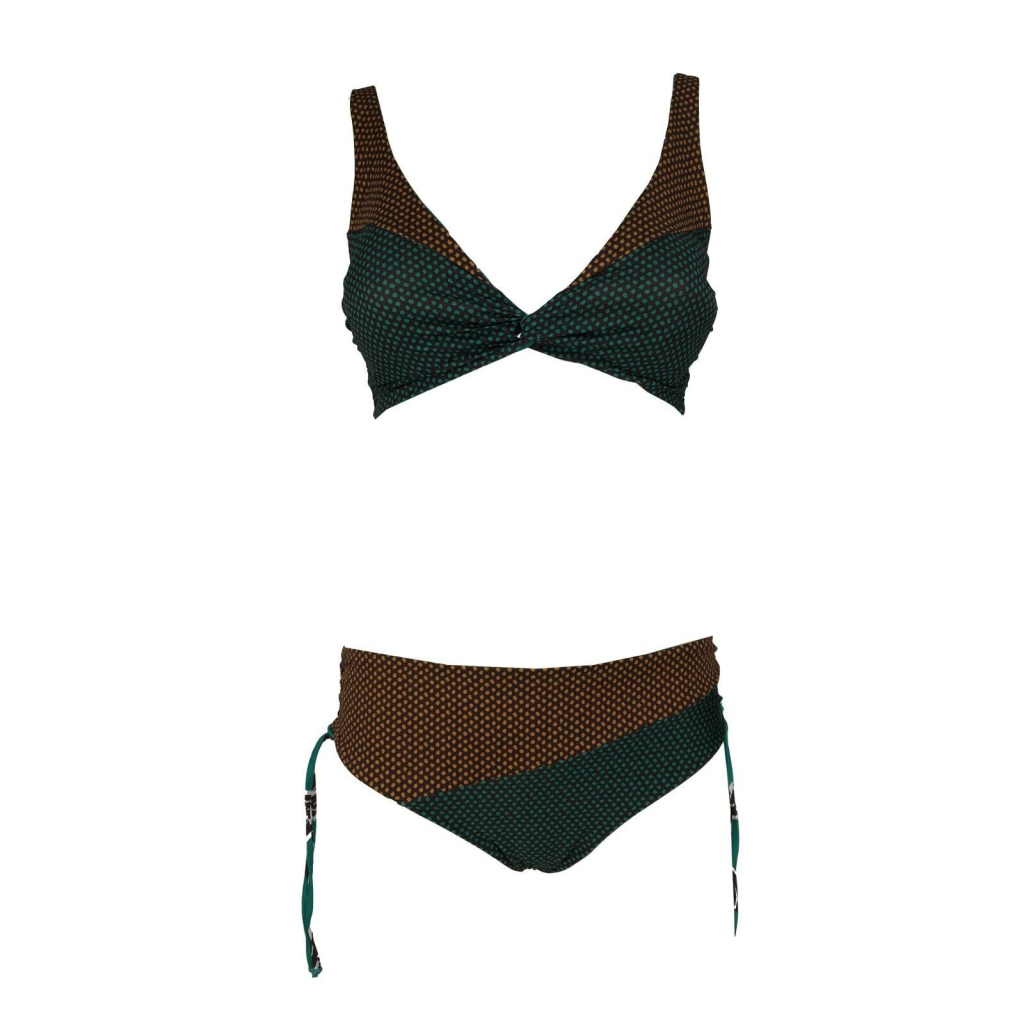 FEELING by JUSTMINE bikini woman double-face dark brown / emerald art R516C681 TULIPES MADE IN ITALY