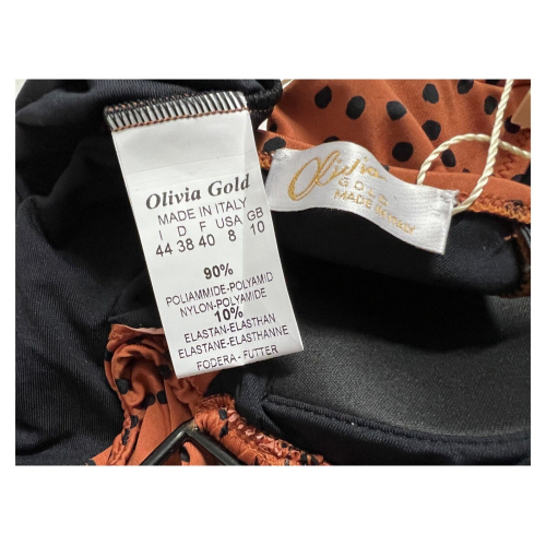 OLIVIA GOLD line one-piece swimsuit with cinnamon / black polka dots art GH / 798 MADE IN ITALY