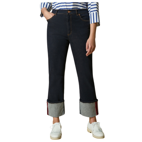 MARINA SPORT by Marina Rinaldi jeans denim scuro con risvolto fit REGULAR art 21.5181312 IARUS
