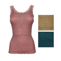 FRALY woman tank top narrow shoulder with ribbed lace DF6900 wool and silk  3