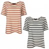 NEIRAMI flared striped woman t-shirt T565ST-N / S2 STRIPE 96% cotton 4% elastan MADE IN ITALY