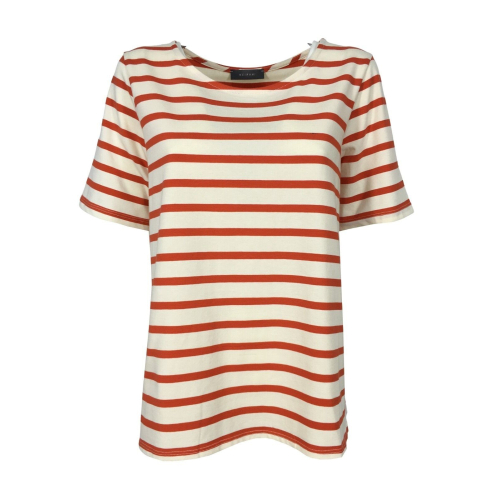 NEIRAMI t-shirt donna righe svasata T565ST-N/S2 STRIPE 96% cotone 4% elastane MADE IN ITALY