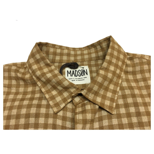 MADSON by BottegaChilometriZero camicia lino quadri beige DU22372 BARLETTA QUADRO MADE IN ITALY