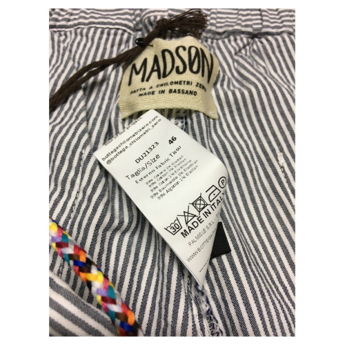 MADSON by BottegaChilometriZero white / blue striped bermuda man DU21323 STRIPED MADE IN ITALY