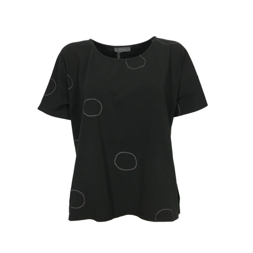 NEIRAMI woman circle print t-shirt art T559JC-N / S2 CIRCLE TOP MADE IN ITALY