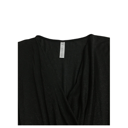 BE LIMOUSINE abito donna incrociato davanti jersey nero lurex art LEONE LV306LU MADE IN ITALY