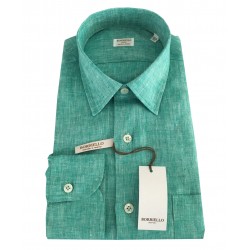 BORRIELLO NAPOLI  shirt green man 100% linen   MADE IN ITALY