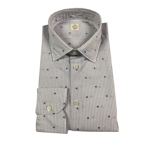 GMF 965 camicia uomo righe bianco/blu con dettagli azzurro mod 14.L 921210/01 100% cotone