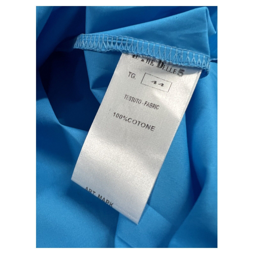 IL THE DELLE 5 woman turquoise cotton blouse open to v L / MARK 12 100% cotton MADE IN ITALY