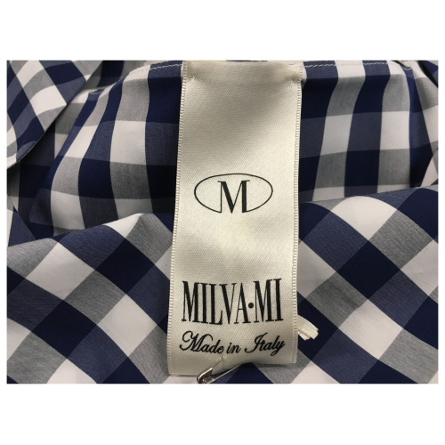 MILVA MI woman dress with white / blue checked pattern art 4125 98% cotton 2% elastane MADE IN ITALY