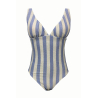 BE LIMOUSINE swimsuit woman lurex lines ice / light blue SC373LR PONZA MADE IN ITALY