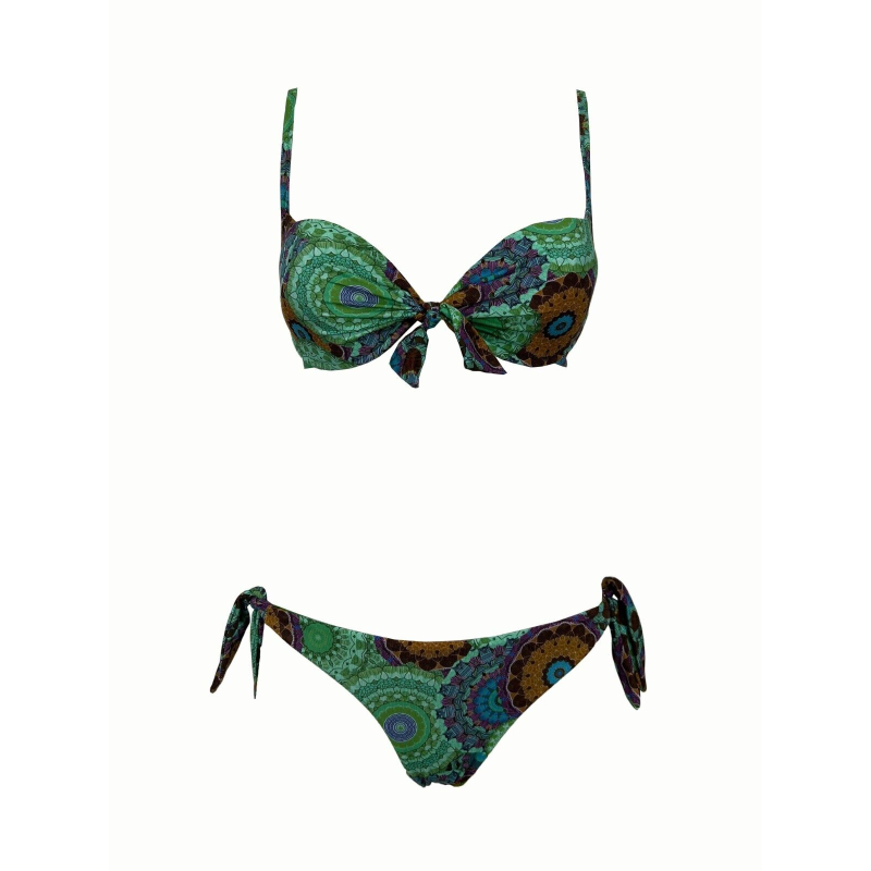 BEACH BRASIL bikini donna foderato fantasia verde art 40-6025L MADE IN ITALY