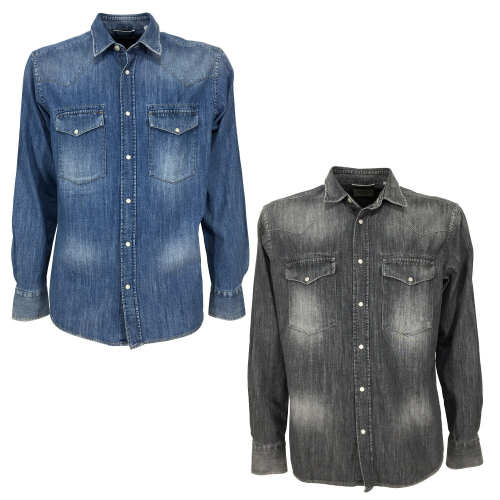 MASTRICAMICIAI camicia uomo denim modello western FR055 PHIL 100% cotone