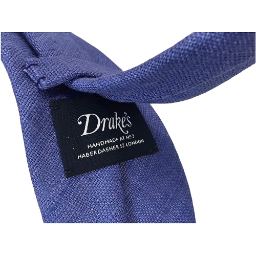 DRAKE'S cravatta uomo pervinca sfoderata seta cruda 100% seta MADE IN ENGLAND