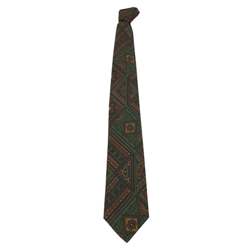 DRAKE'S LONDON MEN'S FANTASY LINED TIE green / gray / brick MADE IN LONDON