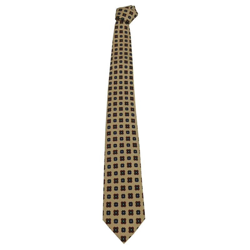 DRAKE'S LONDON LINED TIE beige blue / burgundy pattern MADE IN LONDON