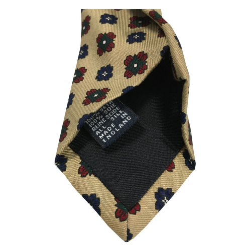 DRAKE'S LONDON LINED TIE beige blue / burgundy pattern MADE IN LONDON