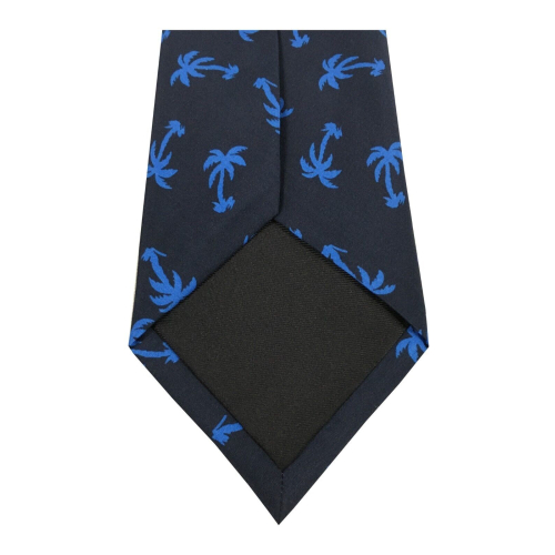 DRAKE'S LONDON LINED TIE blue pattern with blue palms MADE IN LONDON