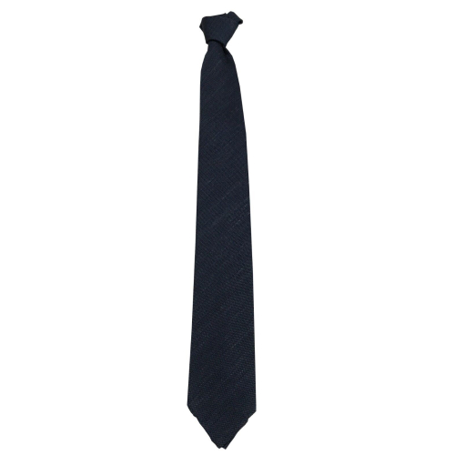 DRAKE'S LONDON cravatta uomo sfoderata cm 7 blu/beige 70% seta 30% lino MADE IN ENGLAND