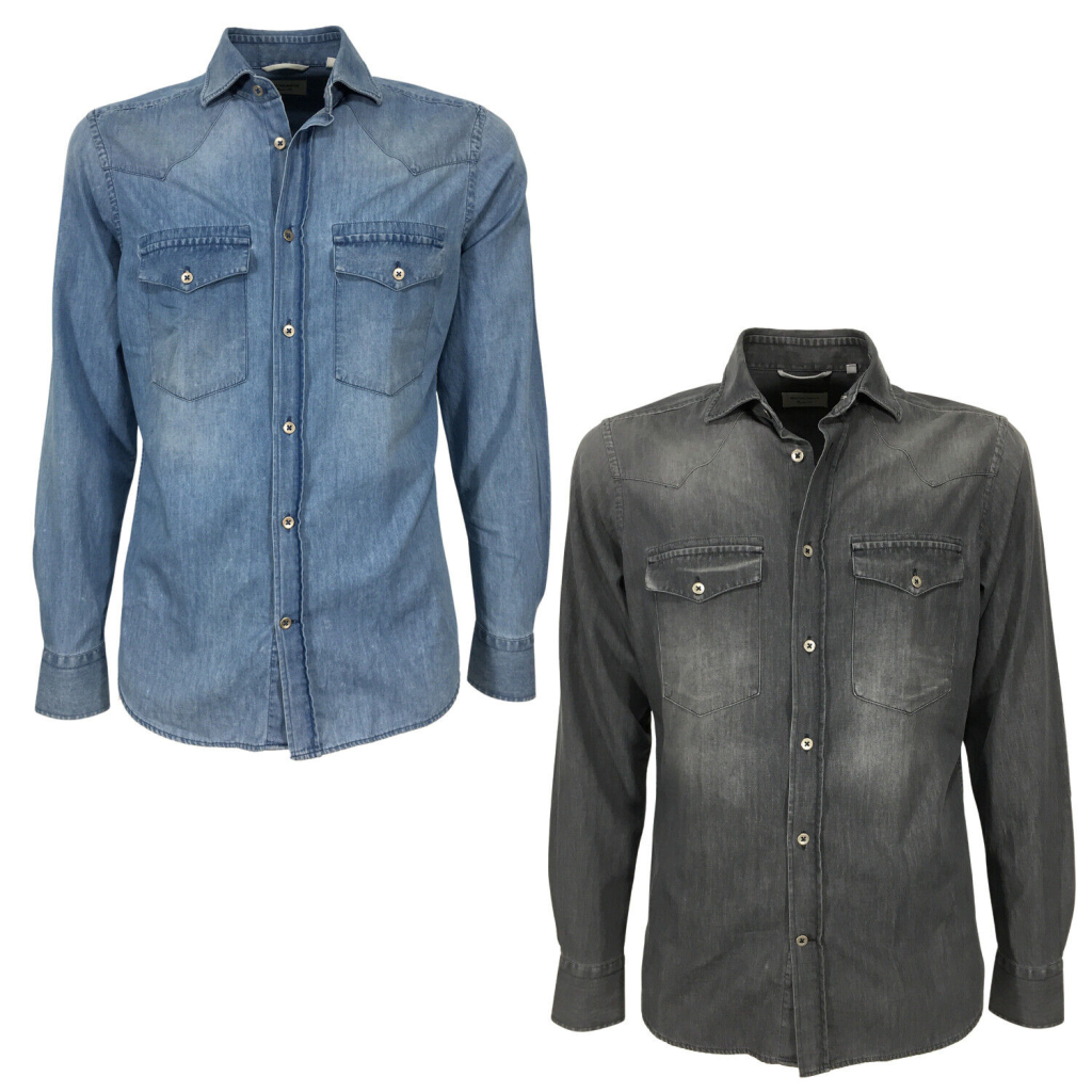 MASTRICAMICIAI men's western light denim shirt FR055 LUCA 100% cotton