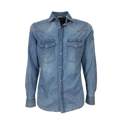 MASTRICAMICIAI camicia uomo denim leggero modello western FR055 LUCA 100% cotone