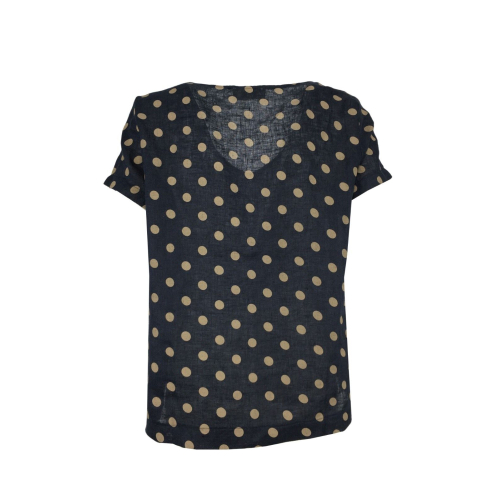 ETICI blouse woman polka dot v neck E1 / 1720/78 100% linen MADE IN ITALY