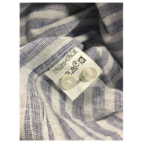 BROUBACK camicia uomo bianca righe blu NISIDA 38 Q03 65 55% lino 45% cotone MADE IN ITALY
