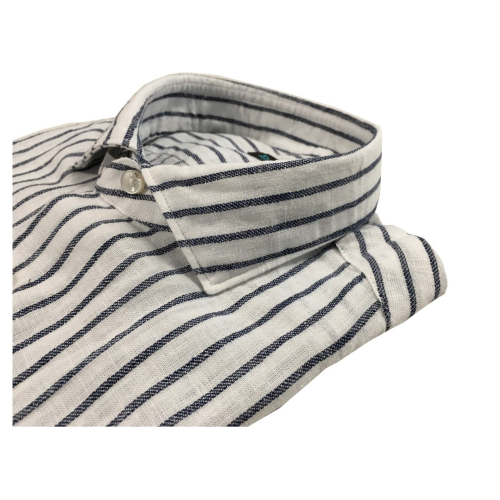 BROUBACK camicia bianca righe blu NISIDA 38 Q03 63 lino cotone MADE IN ITALY