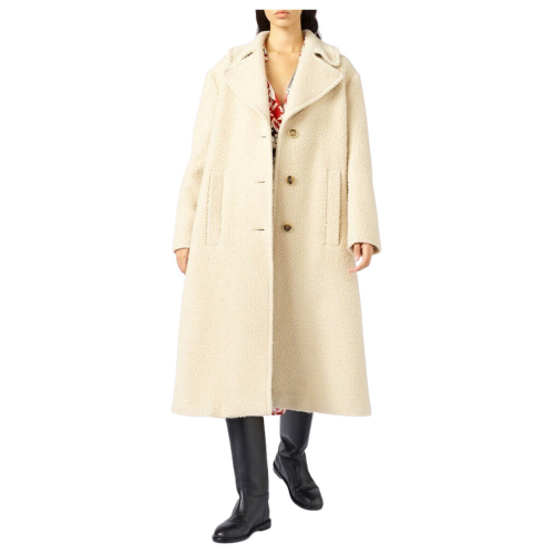 SEMICOUTURE woman coat in ivory Casentino cloth Y2WV21 THEA MADE IN ITALY