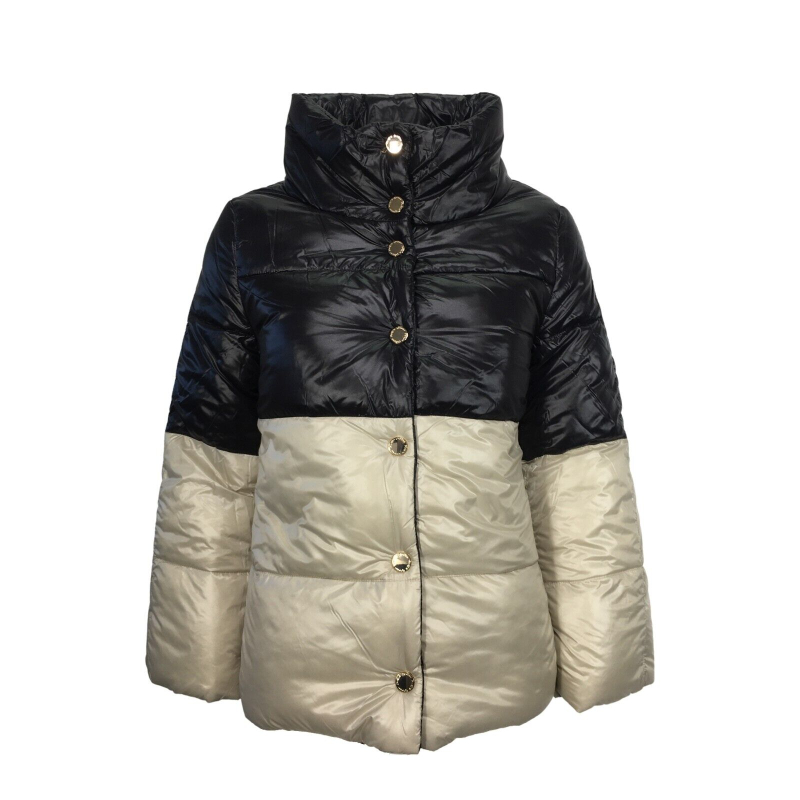 PUZZLE GOOSE black / champagne double face block woman down jacket GIOY BLOCK