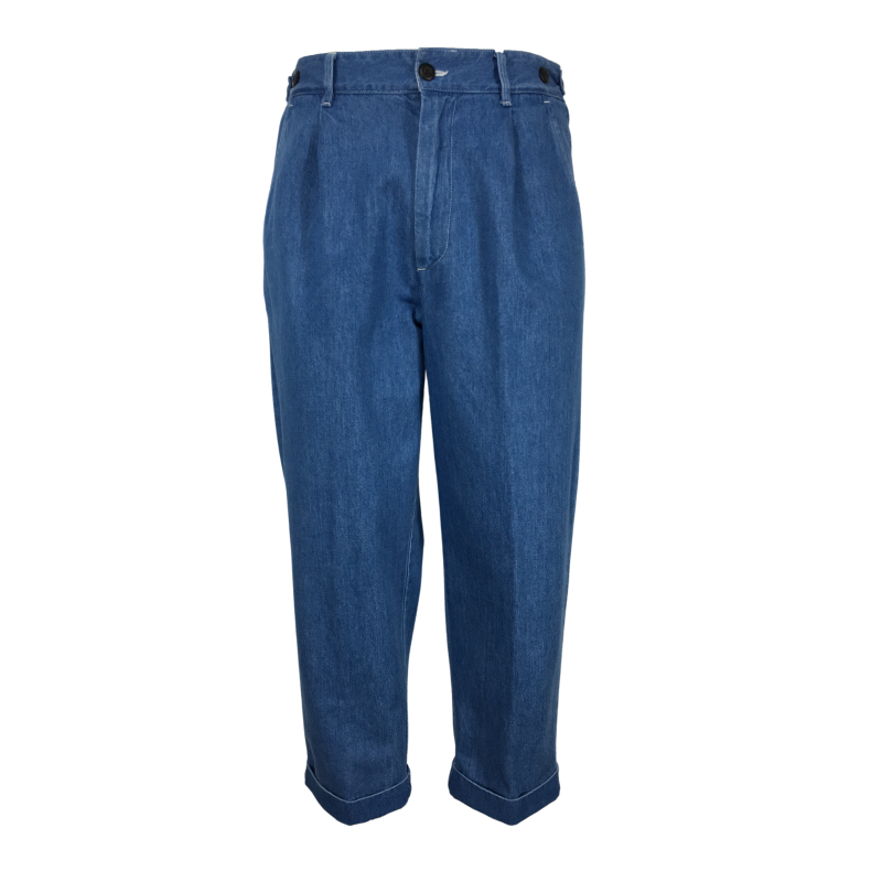 MADSON by BottegaChilometerZero light blue jeans DU22342 GLOBE RISVOLTO PANTA MADE IN ITALY