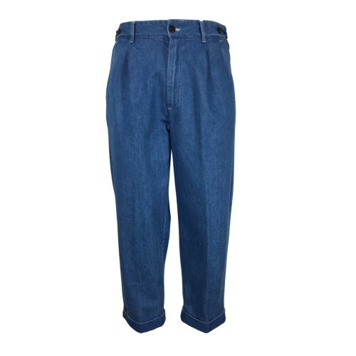 MADSON by BottegaChilometerZero light blue jeans DU22342 GLOBE RISVOLTO PANTA MADE IN ITALY