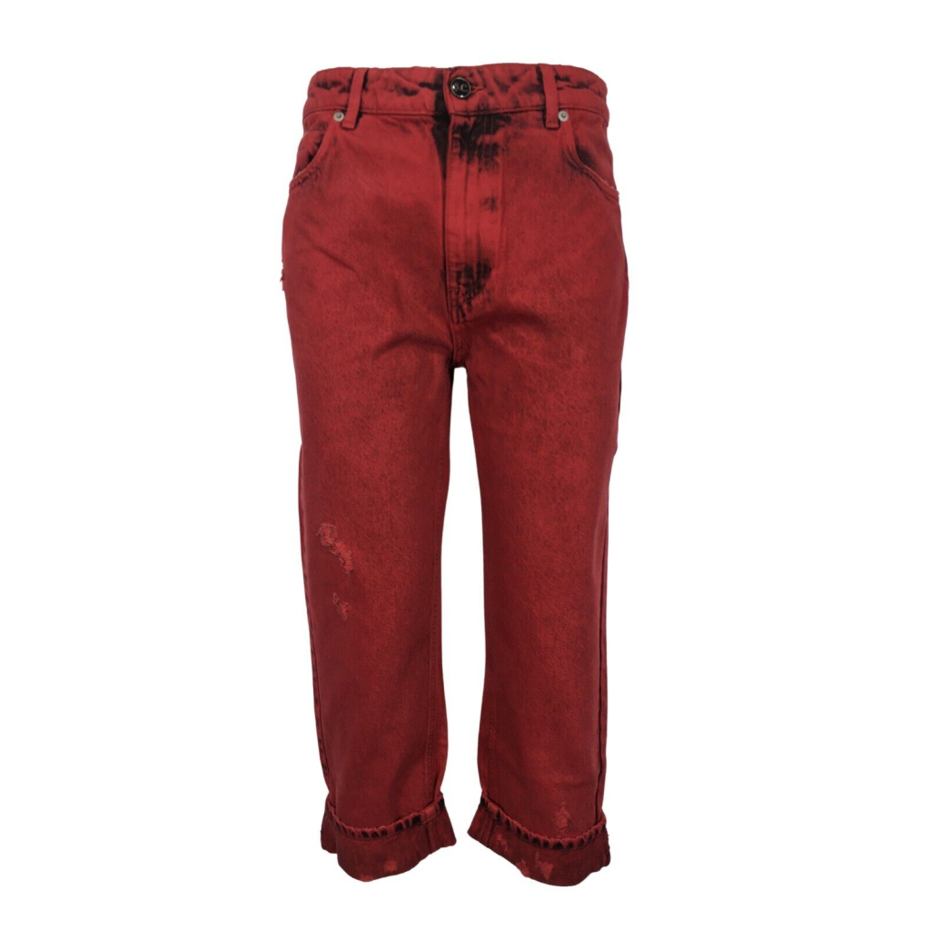 SEMICOUTURE jeans donna boyfriend color fragola Y2WY01 UNIQUE 100% cotone MADE IN ITALY