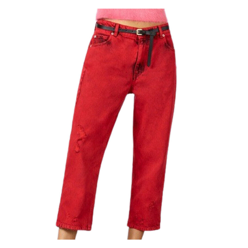 SEMICOUTURE jeans donna boyfriend color fragola Y2WY01 UNIQUE 100% cotone MADE IN ITALY