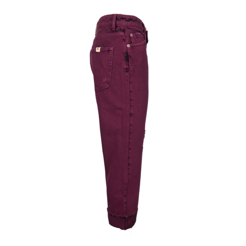SEMICOUTURE jeans donna boyfriend color mirtillo Y2WY01 UNIQUE 100% cotone MADE IN ITALY