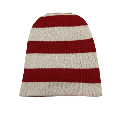 SEMICOUTURE woman hat ecru / red stripes Y2WA16 RONNETTE MADE IN ITALY